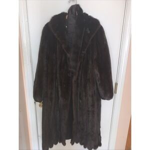 Vintage Ladies Ranch Mink Fur Full-length Blackglama Dark Maghony Sz 44 " Long